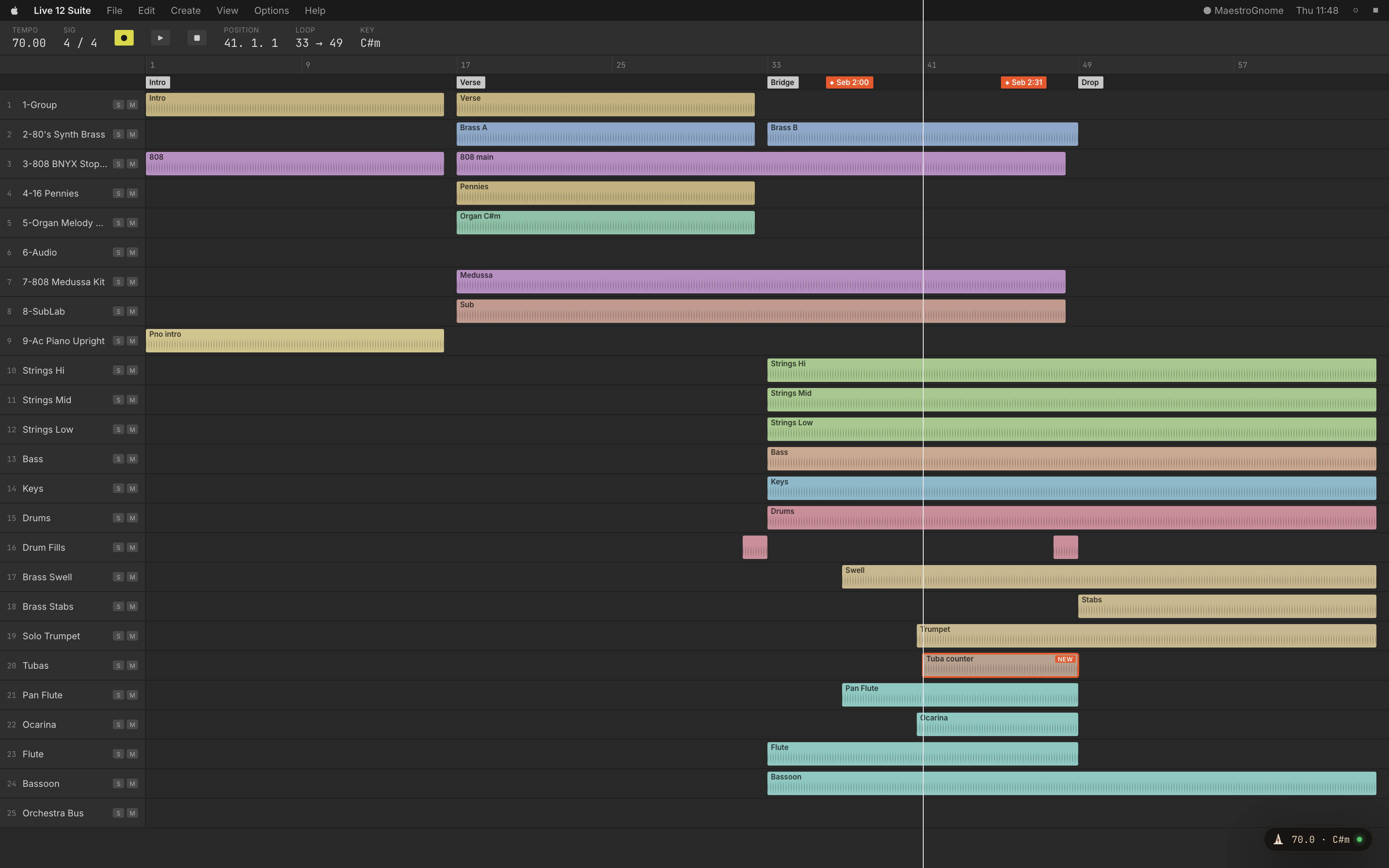Client notes synchronized into the production session